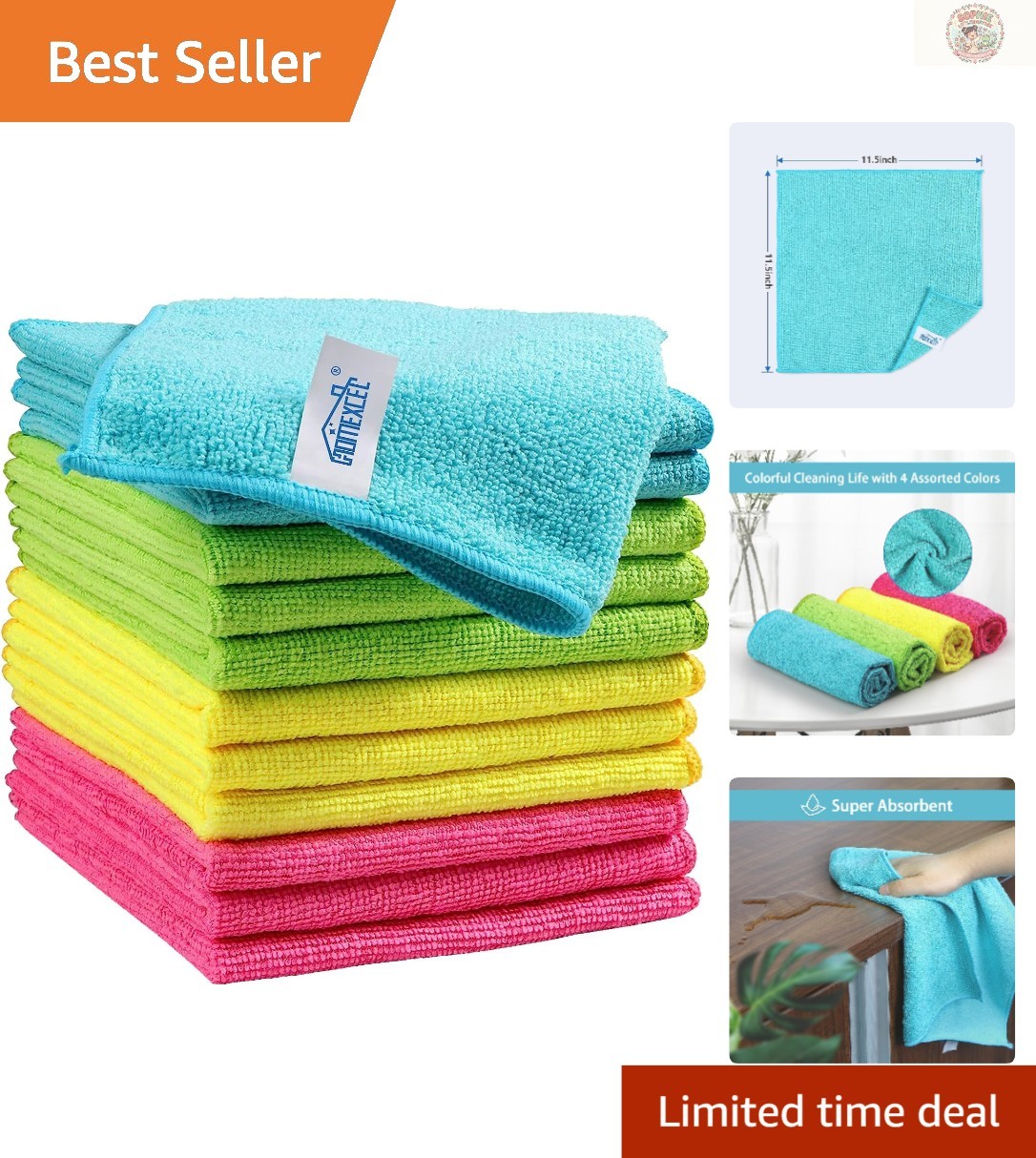 210 GSM Ultra-Soft Microfiber Cleaning Cloths - 12 Pack Perfect for Every Spill