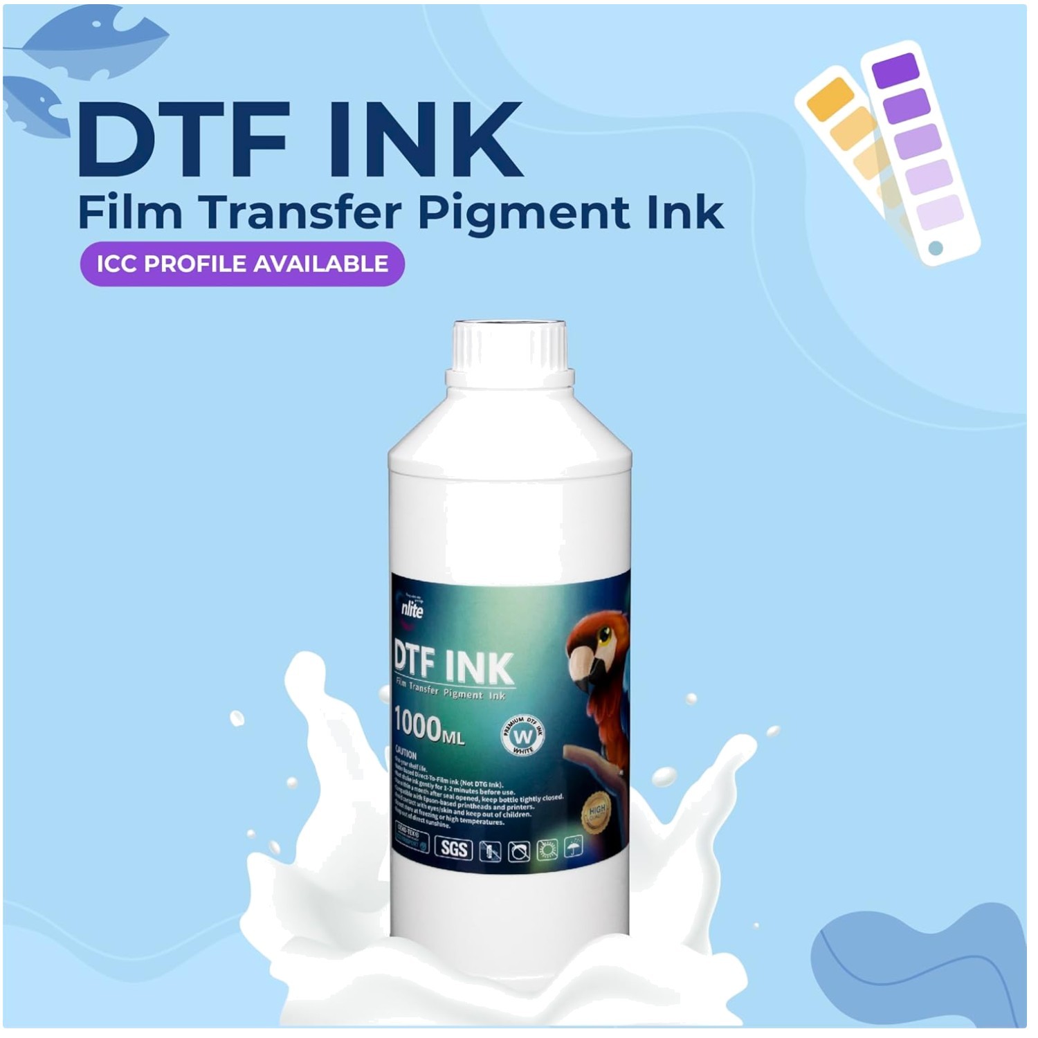 DTF White Ink, Ink Fluency, Vivid Patterns, 33.8oz
