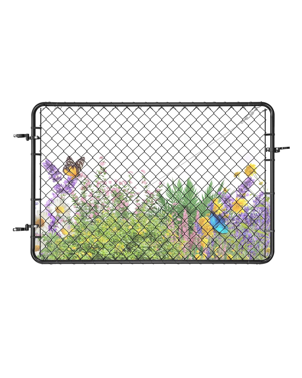 Black Temporary Chain Link Garden Gate 72 X 48 Inch Adjustable Security Gate