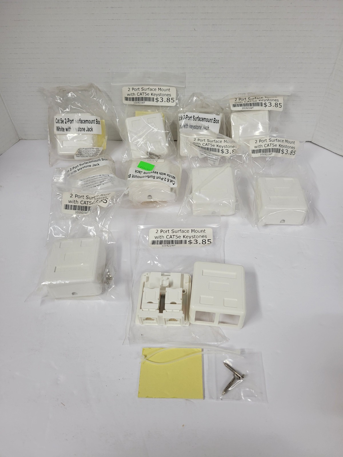 Lot of 10 -  2-Port Dual CAT5e/CAT6  RJ45 Keystone Jack Surface Mount Box White