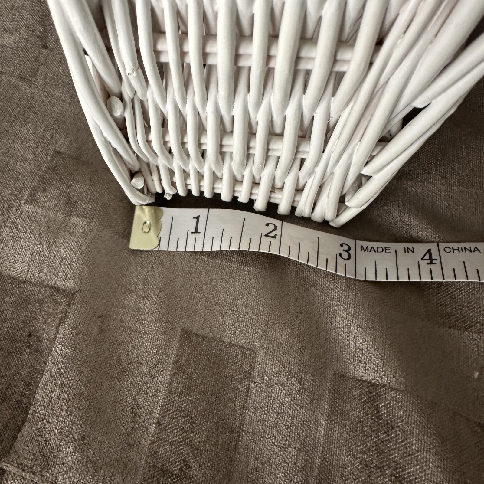White Wicker Rectangular Basket 17 Inch Farmhouse Table Centerpiece Organizer