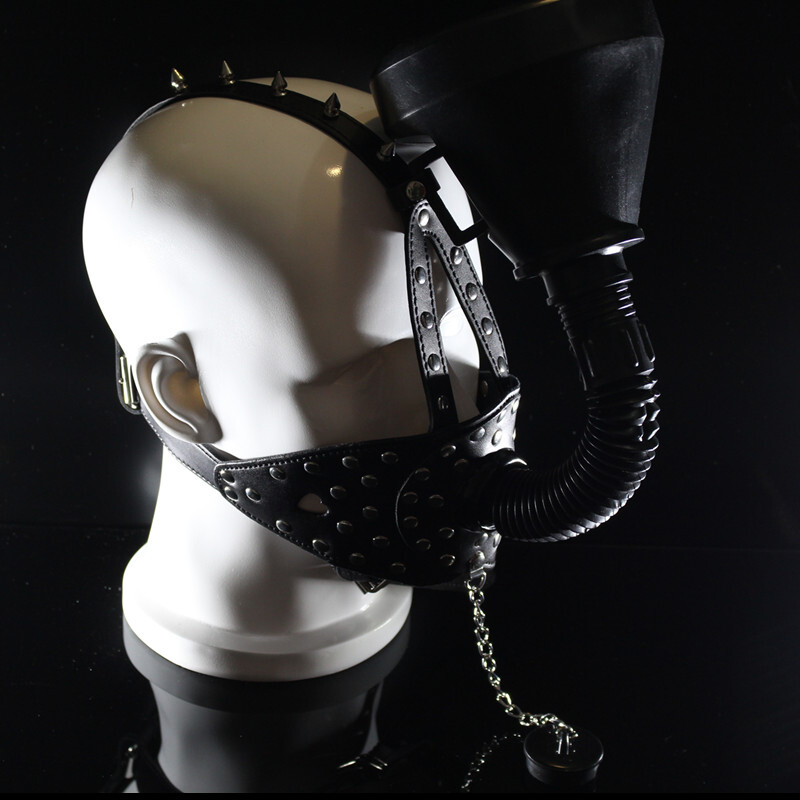 Funnel  Toilet Open Mouth Gags Mask Hood Head Harness Binding Adult Fetishs