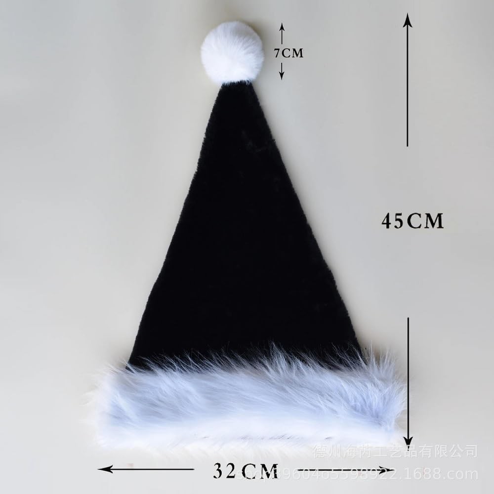 Zhzrche Santa Hat for Adults,Christmas Hat, Xmas Holiday Large, Black