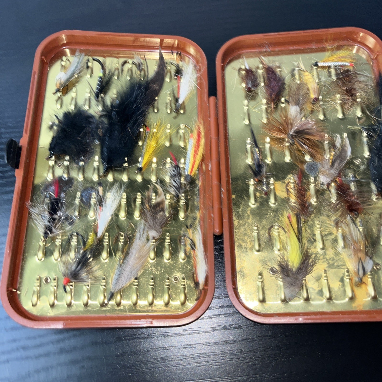 Hardy Neroda Fly Box (Trout Holder Tight)② With Assorted Flies Some Corrosion