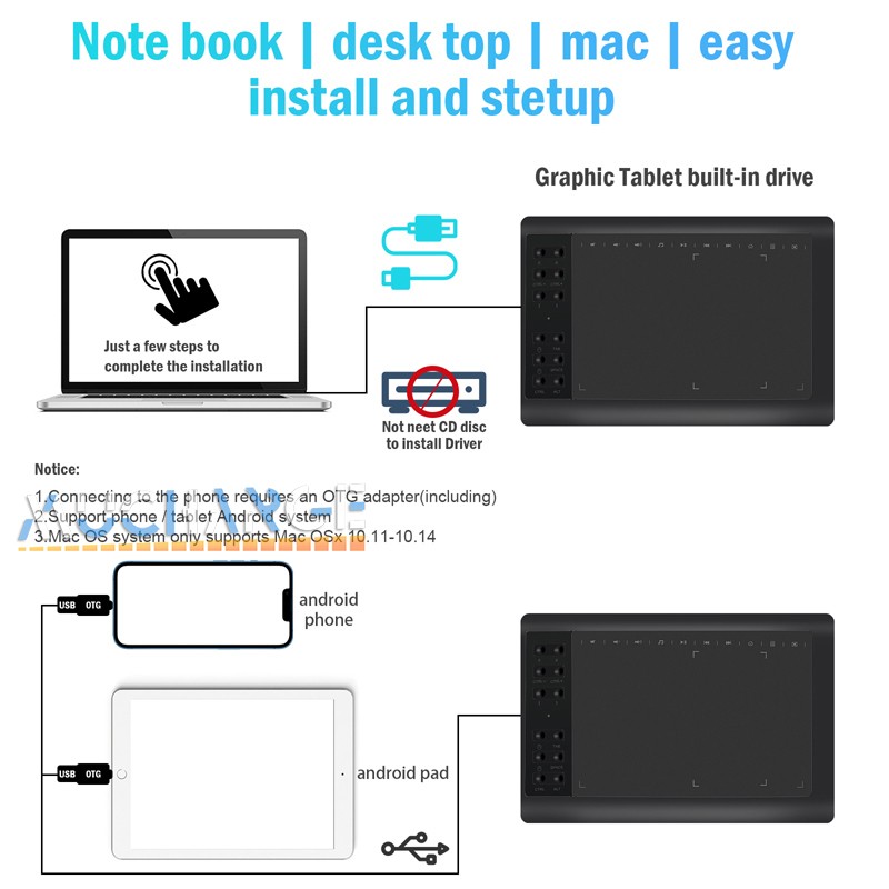 Digital Graphics Drawing Tablet Professional Working Tablet Battery-free pen