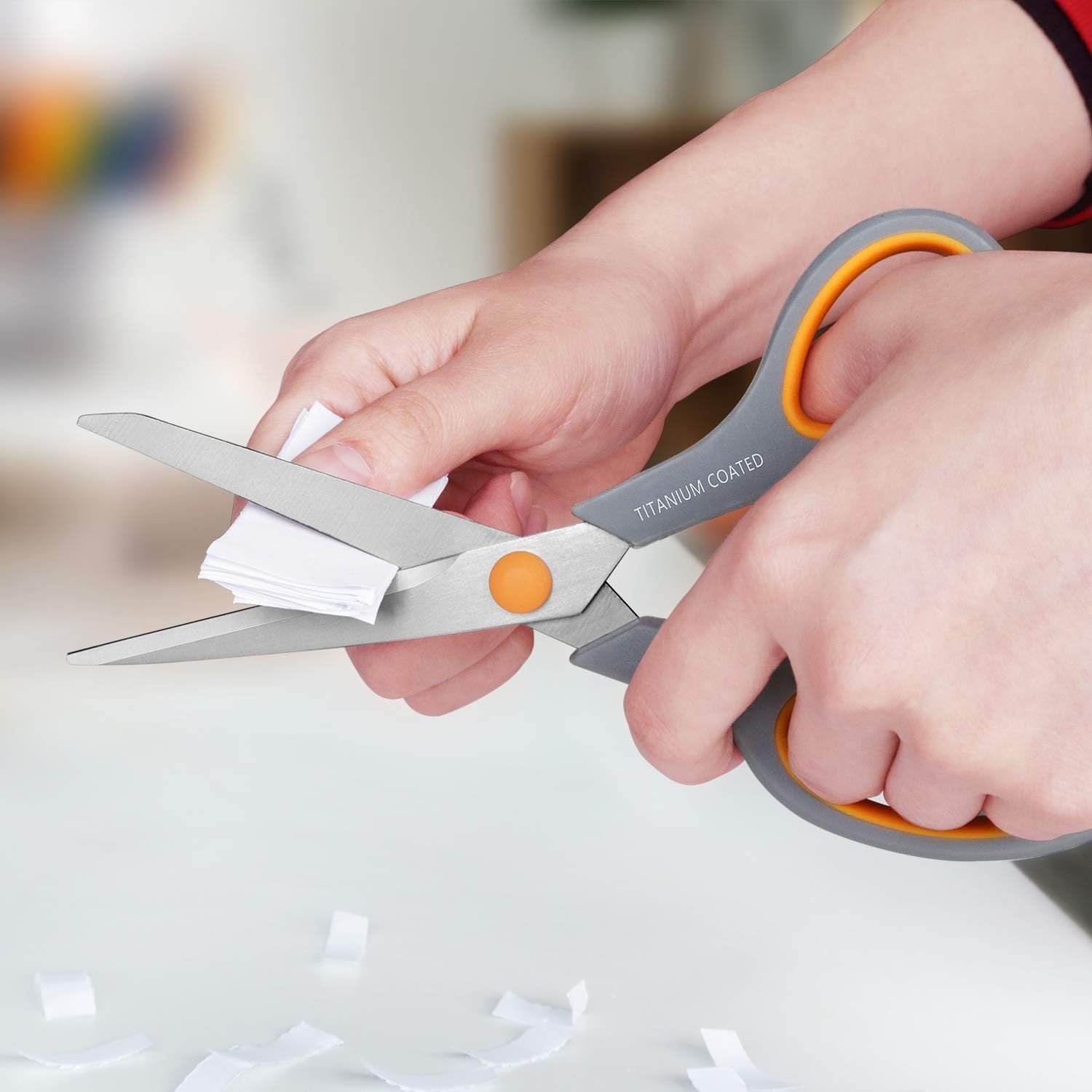 Ergonomic 8-Inch Titanium Coated Scissors, Sharp and Versatile for Every Project