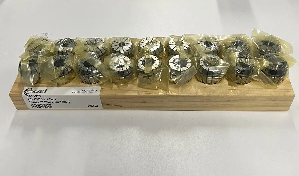 Techniks 04212IS ER 32 x 18 pc Collet Set - Inch Sizes From 7/32”-3/4” By 32nds