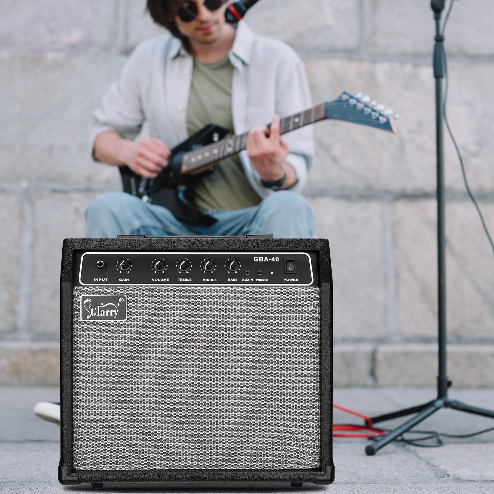 Glarry 40W Watt Amplifier Portable Bass Amp for Electric Bass Guitar Black