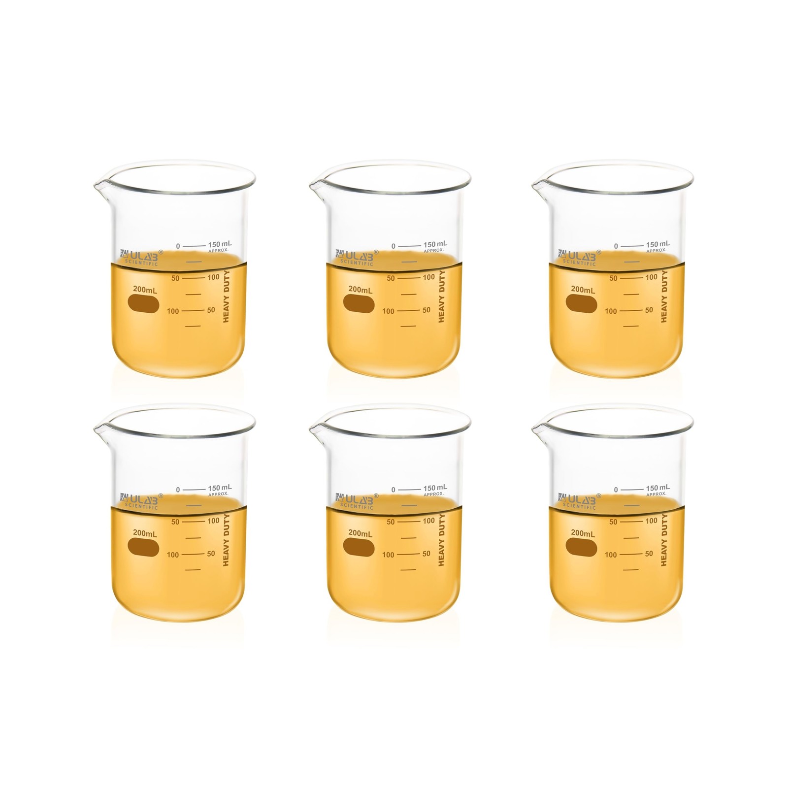 ULAB Scientific Glass Beaker Set, Vol. 200ml, 3.3 Borosilicate ... USA FAST SHIP