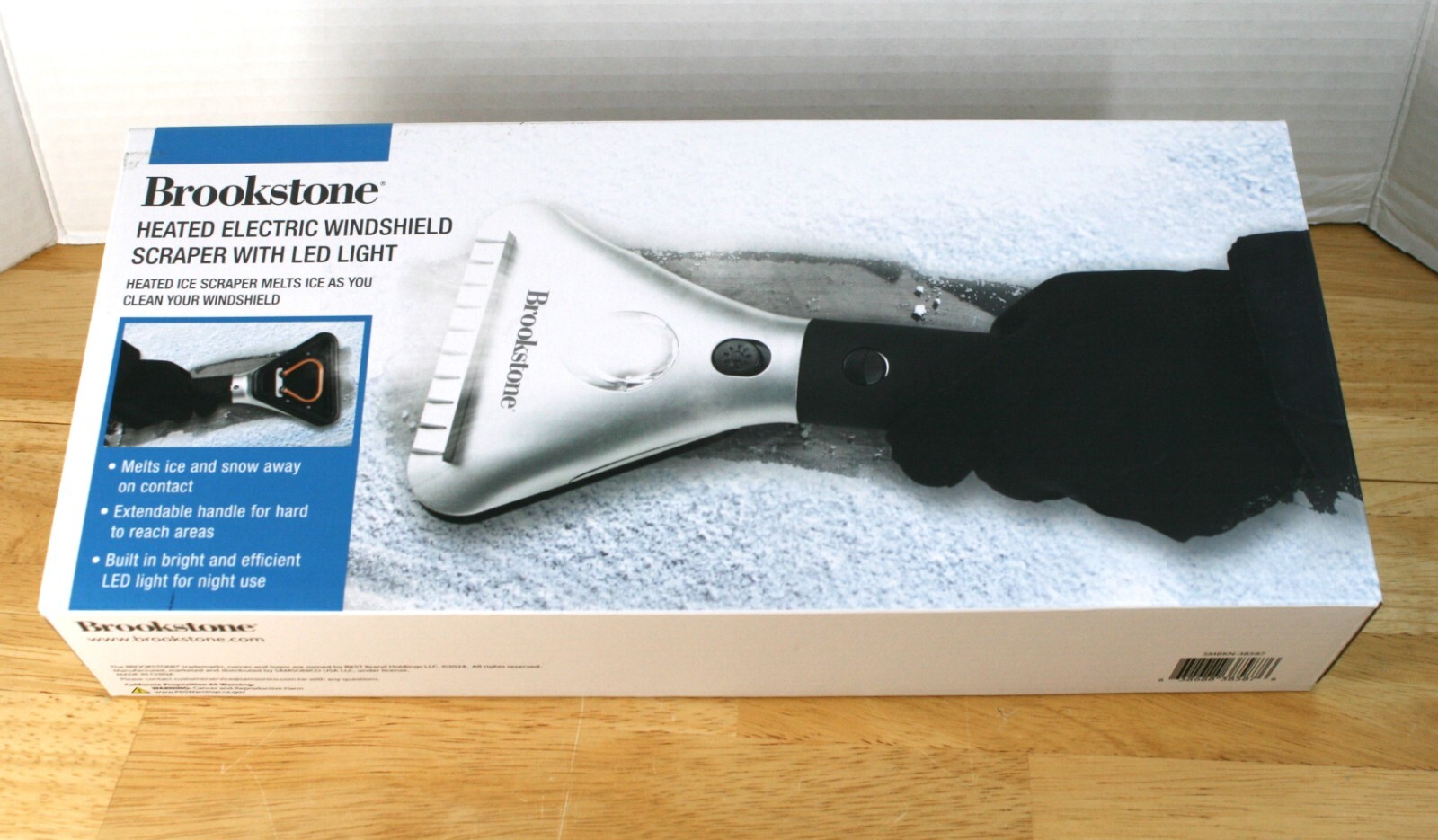 Brookstone Heated Electric Windshield Scraper with LED Light - Snow Ice ~ SEALED
