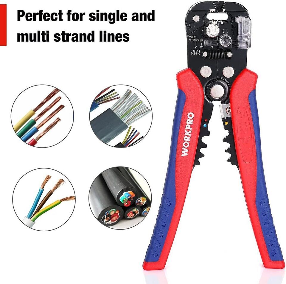WORKPRO Wire Stripper Set 8" Self-Adjusting Wire Stripper 8" Multi-Tool Stripper