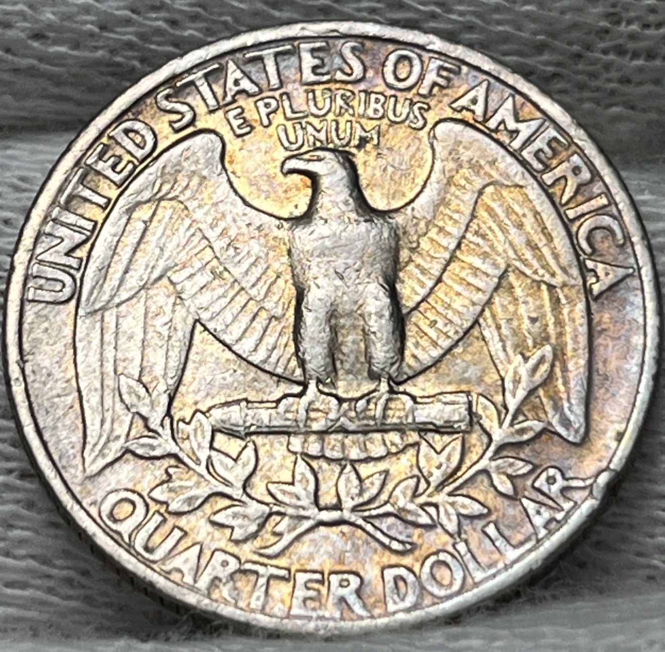 1981 P Washington Quarter Errors DDR Strike Through Grease Rainbow Toning