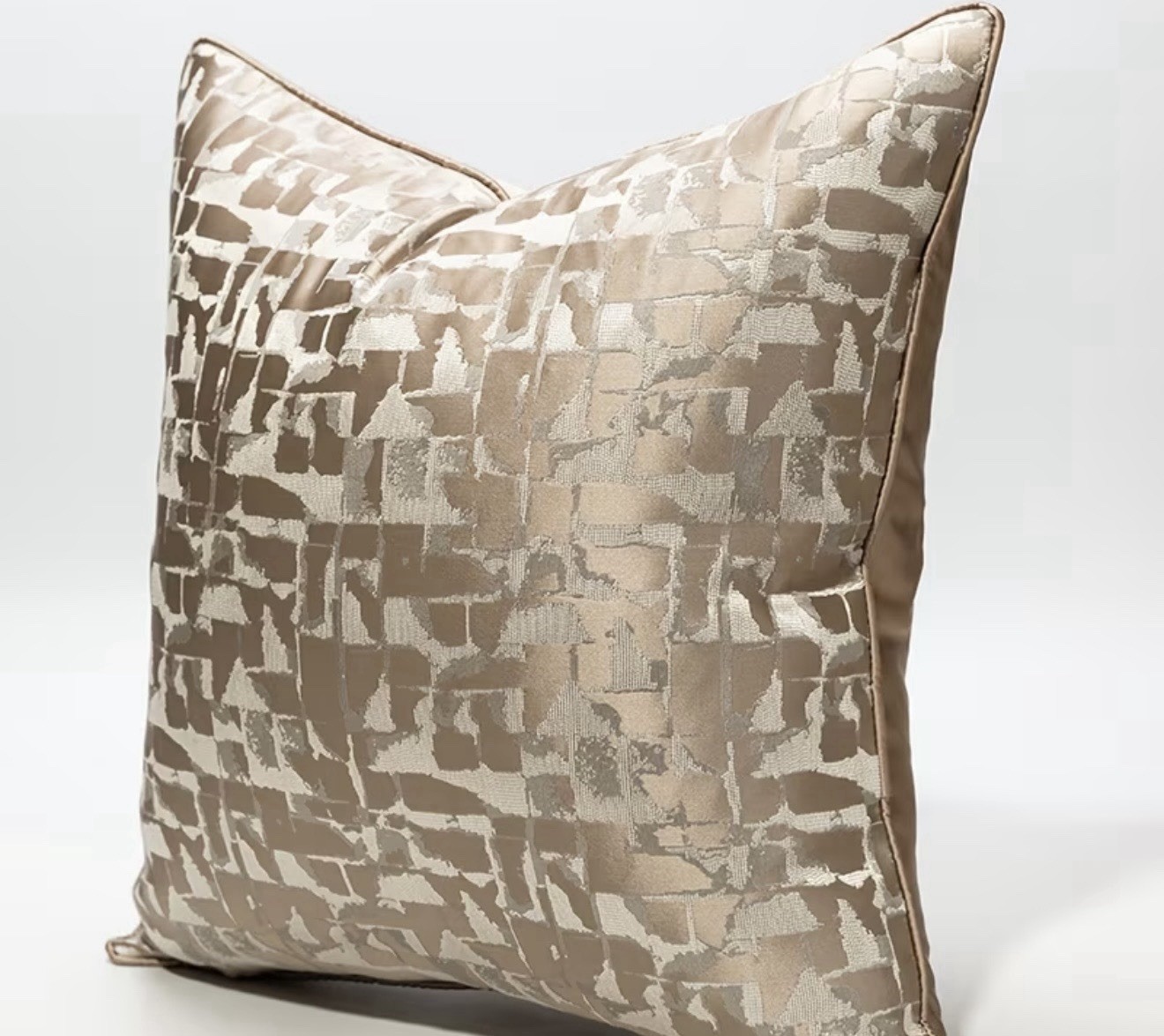 New DOWN 18” X 18” Abstract Gold Pillow With Satin Backing & insert
