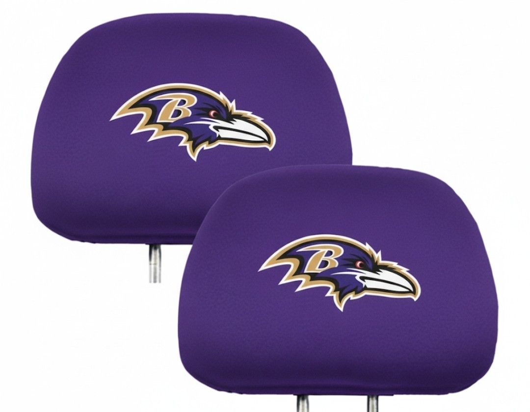 Baltimore Ravens NFL Football Car Headrest Covers Set of 2 Logo On Both Sides