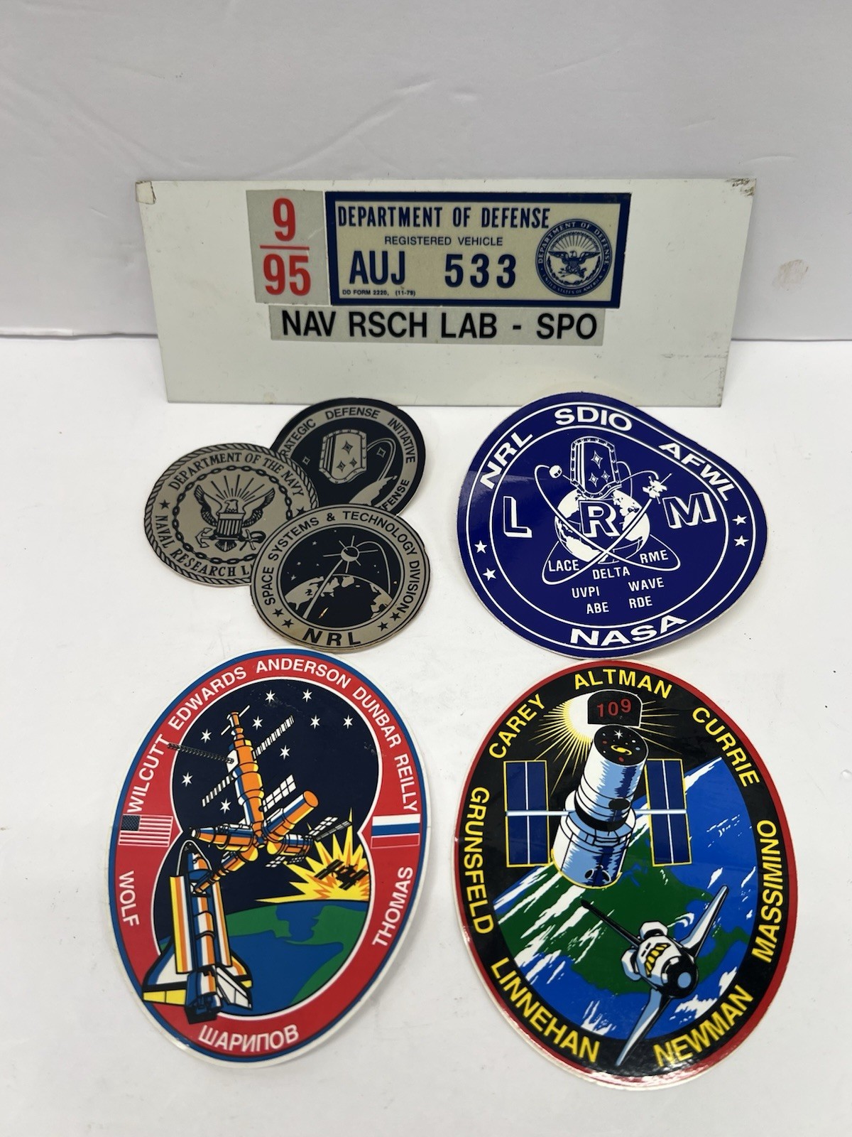Rare 90s NASA U.S. Naval Research Laboratory VTG Stickers Pass Space DOD lab