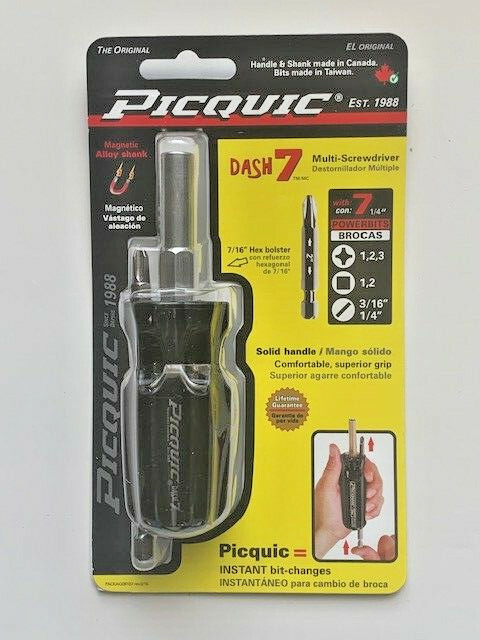 PICQUIC DASH 7  Screwdriver - Multi Bit with 7 Hex Powerbits - Black