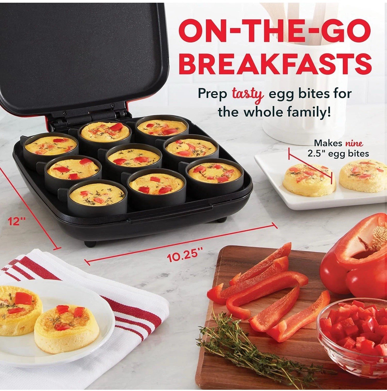 Dash Sous Vide Style Family Size Egg Bite Maker for Breakfast Bites,...