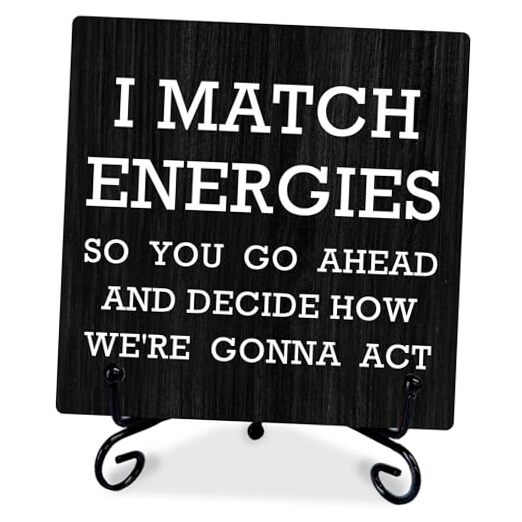 Office Positive Wooden Sign Gift With Metal Stand - I Match Energy -
