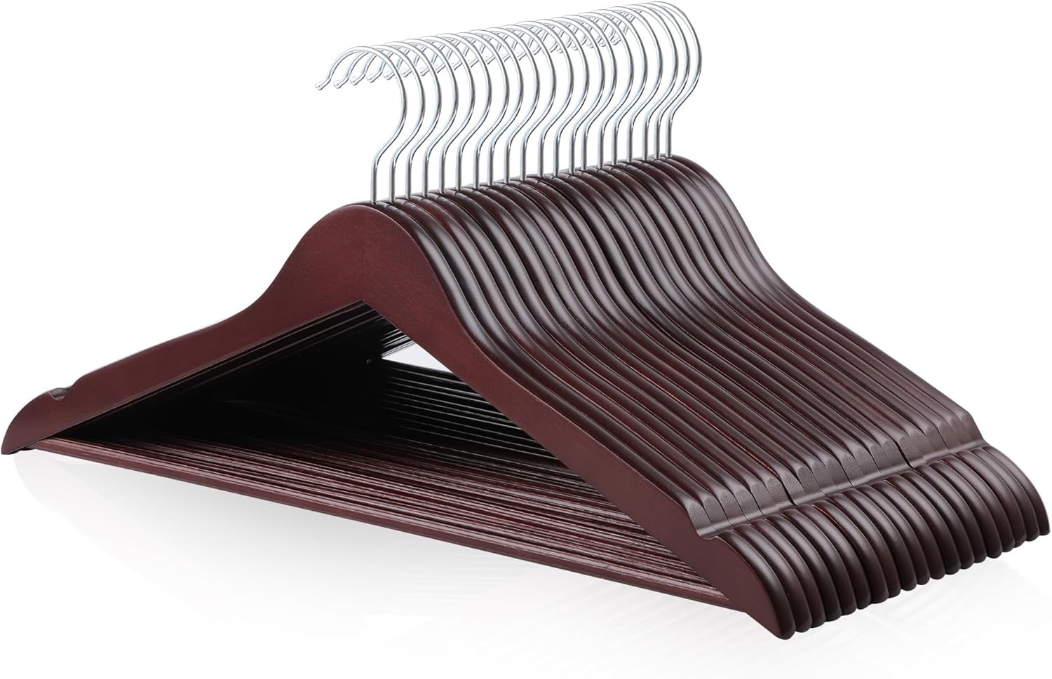 Durable Wooden Suit Clothes Hangers Cherry 20-Pack