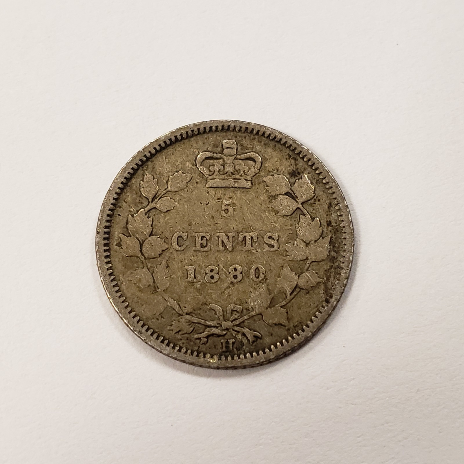 1880-H 5c Cents Canada Silver Five Cents .0346 oz ASW - KM-2 - SKU-F8997