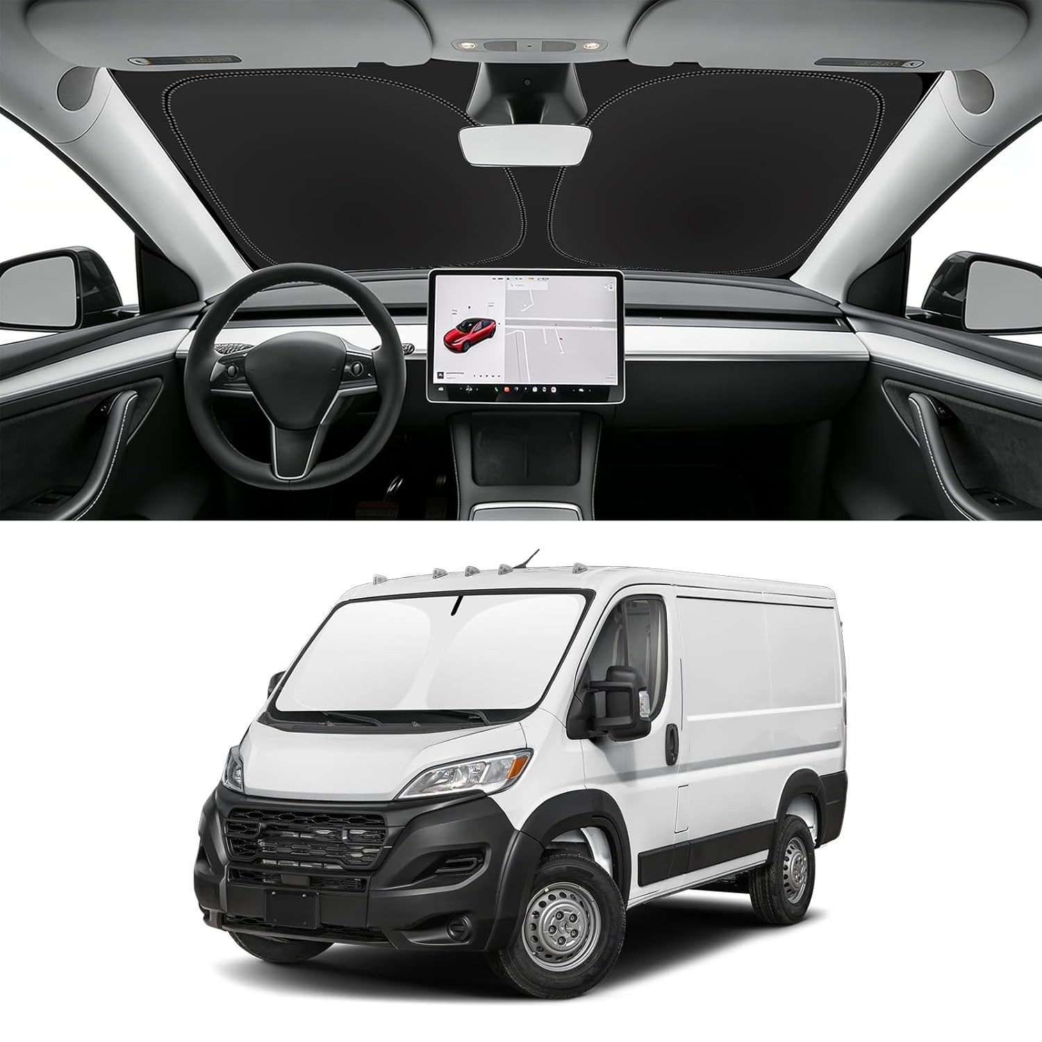 RAM ProMaster 2014-2026 Windshield Sun Shade Custom Fit UV Heat Blocking