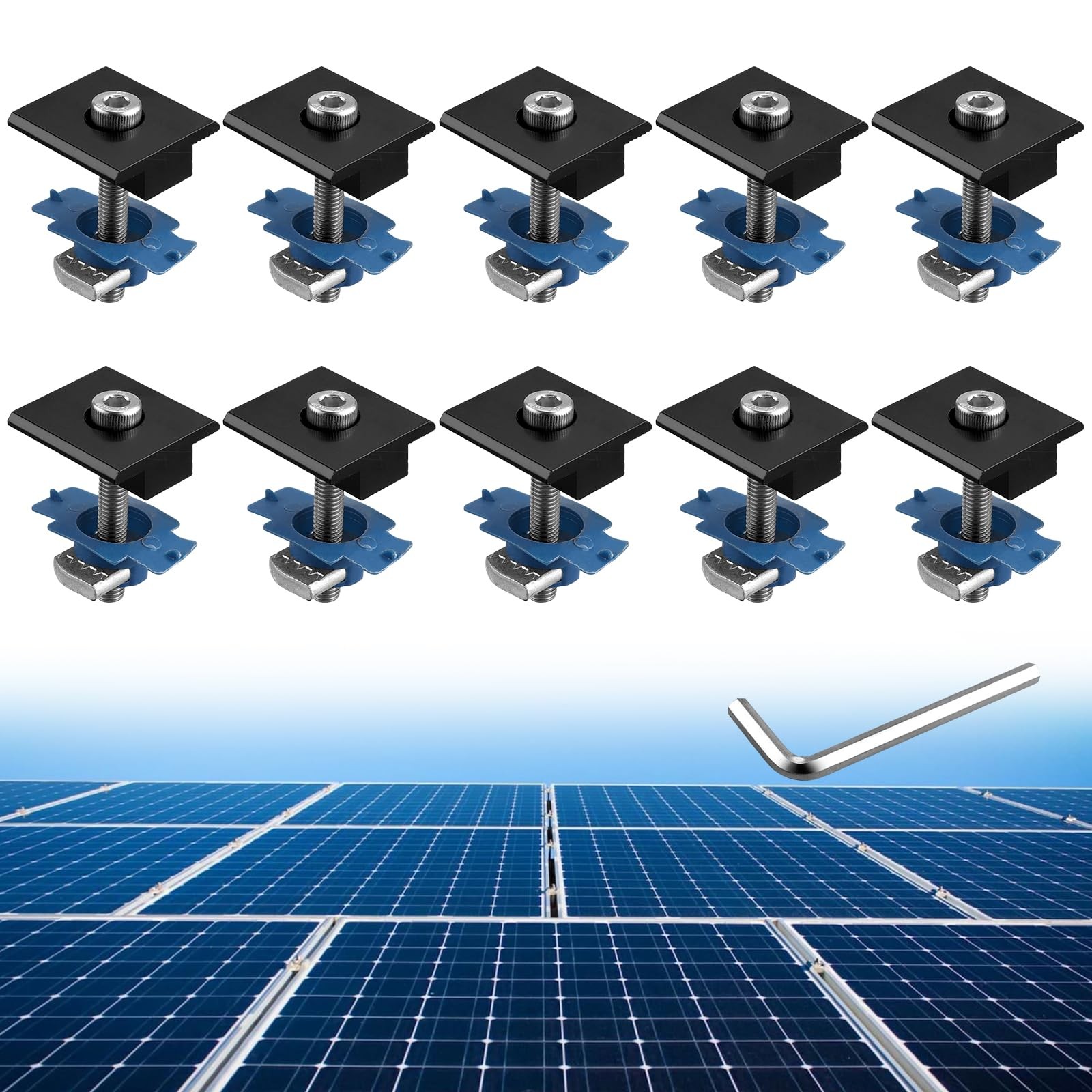 Anbte 10Pcs Solar Panels Mid Clamps For Unistrut Aluminium Solar Panel Brackets