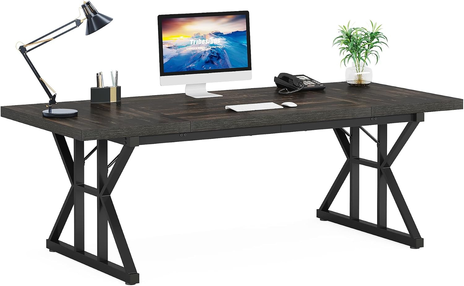 Tribesigns 70.8-Inch Executive Desk, Large Computer Office Desk Workstation, Mod