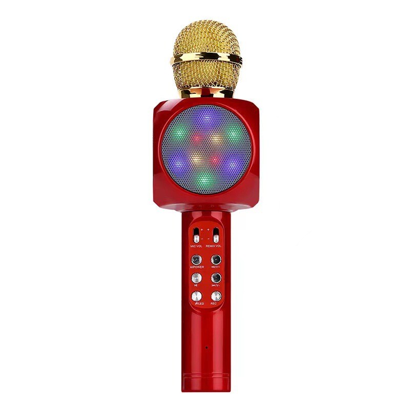Bluetooth Karaoke Microphone LED Light Wireless Handheld Speaker Mic KTV USB AU