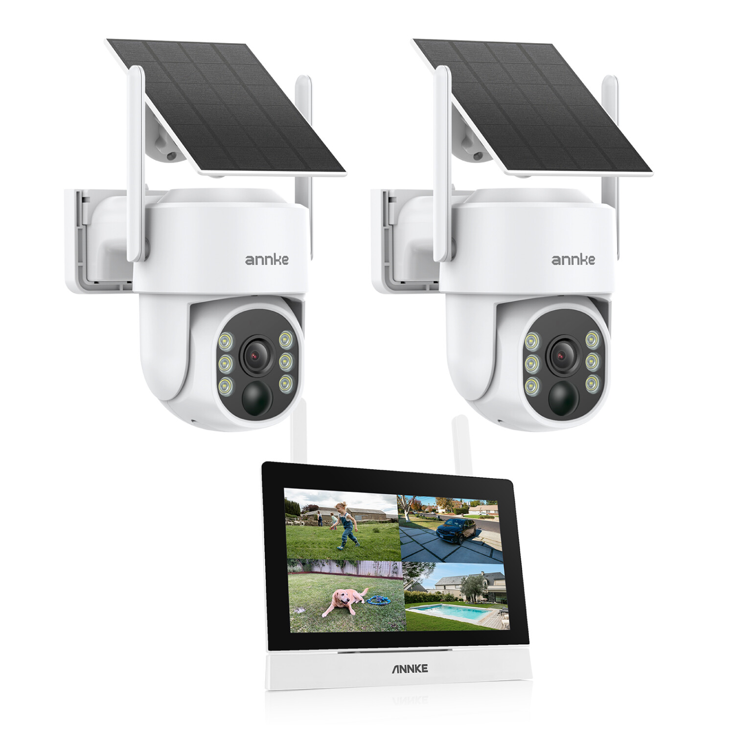 ANNKE HD 4MP PT Wireless PIR Security Camera System Solar Powered Two Way Audio