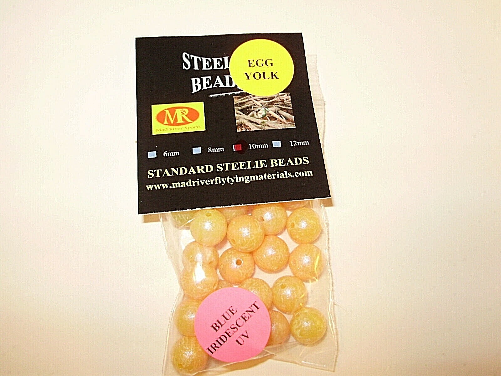 MAD RIVER BLUE IRIDESCENT UV EGG YOLK 6,8, & 10mm TROUT & STEELHEAD BEADS