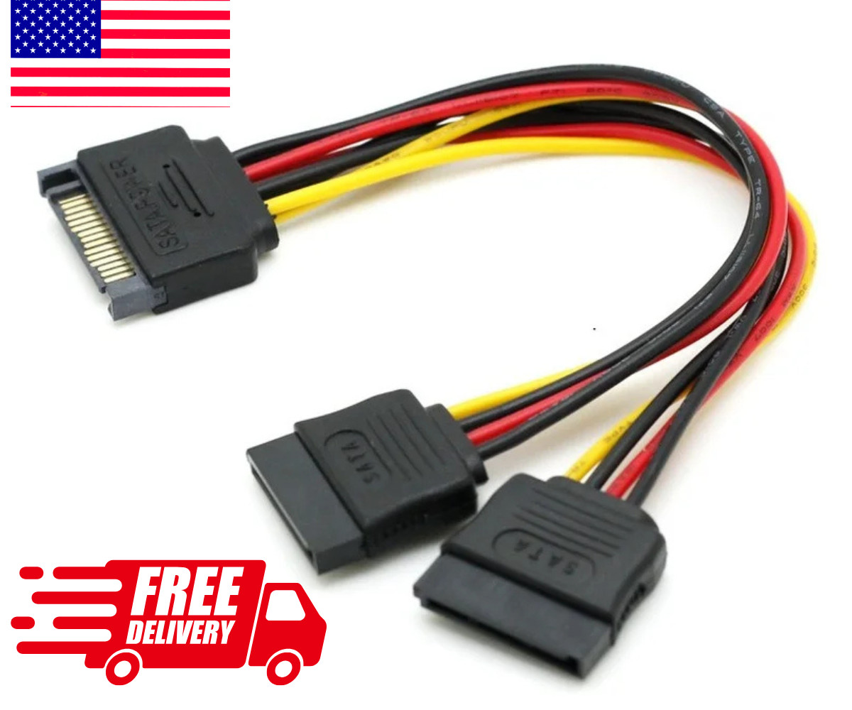 SATA 15Pin Power Splitter 1 to 2 – Male to 2 Female Y Cable 20CM