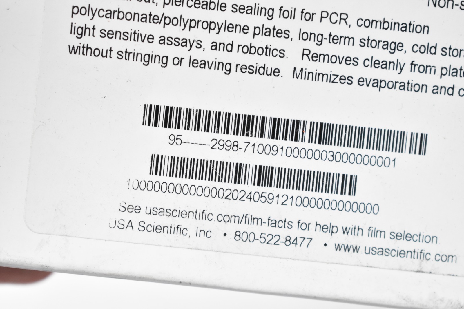 USA Scientific 2998-7100 Template EXT Sealing Foil Inset Cut For PCR Plates 100