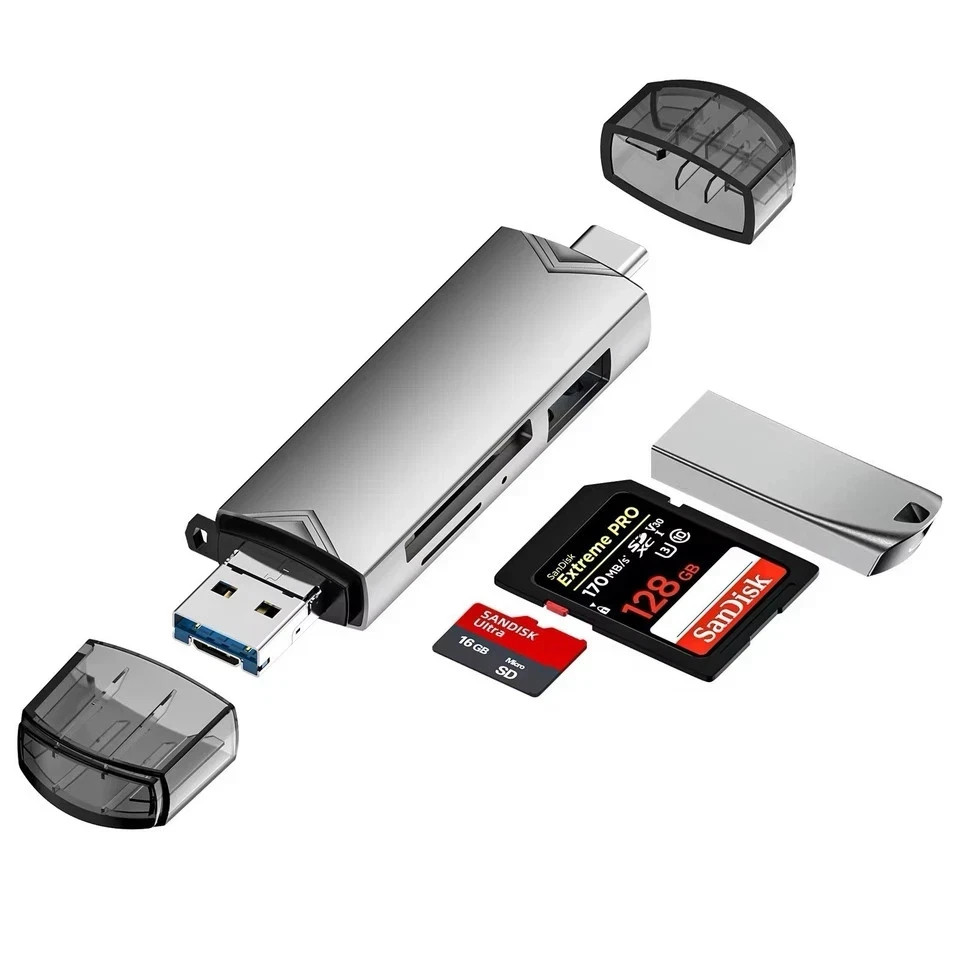 Card Reader 6 in 1 SD Memory Card Reader USB 3.0 Type C Micro USB OTG TF XC MMC