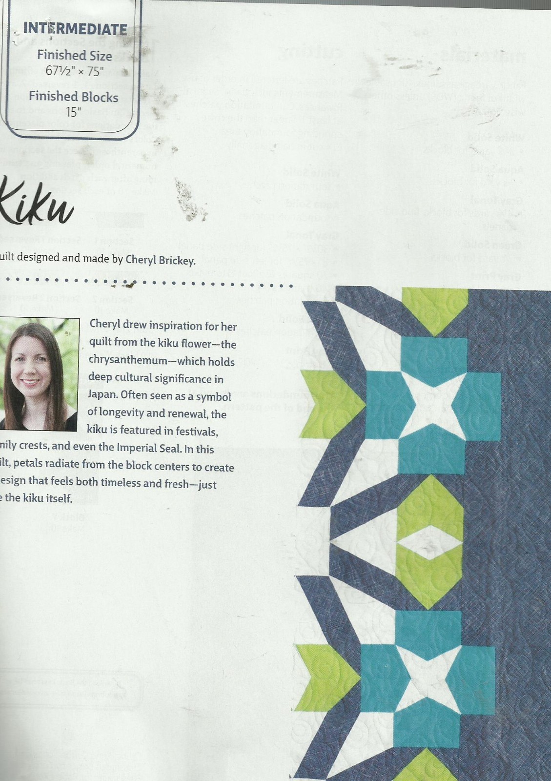 B0341 KIKU QUILT PATTERN/INSTRUCTIONS