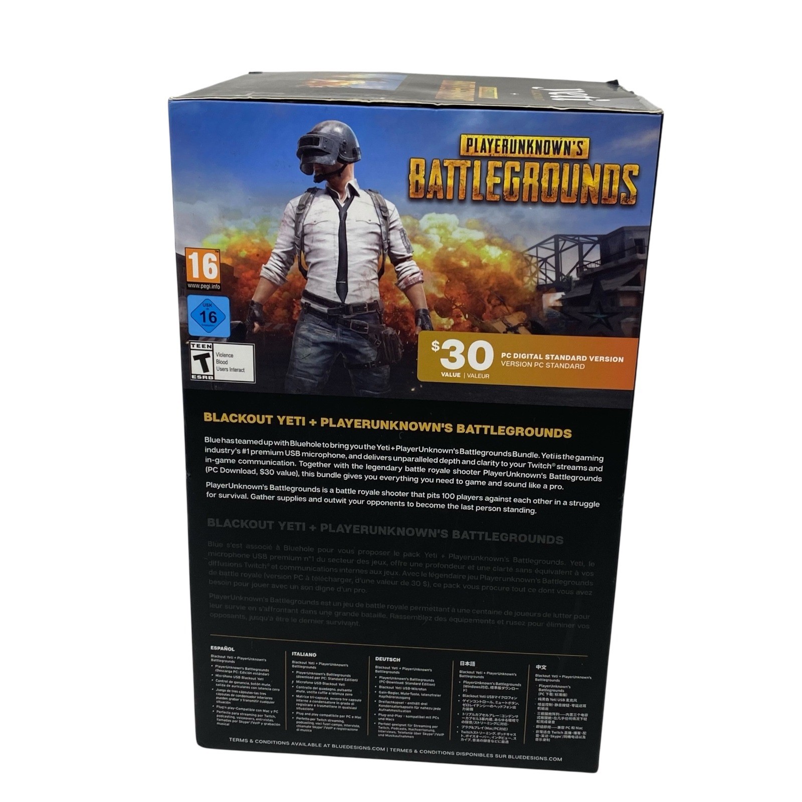 Blue Yeti Blackout & Playerunknown's Battlegrounds PUBG Bundle USB Microphone