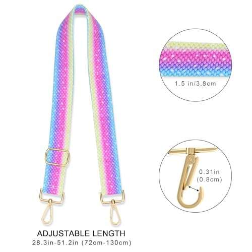 Wide Shoulder Strap Purse Strap Adjustable Replacement Rainbow Mermaid
