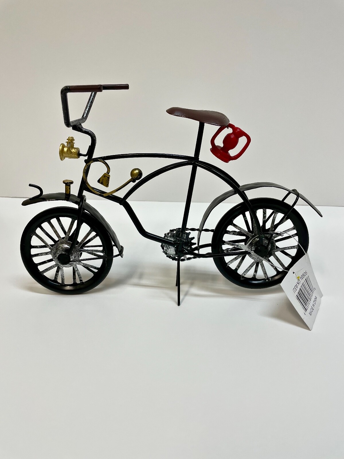 Metal Black Bicycle Sculpture Figure 7" Cycling Bicycle Art Bike Decor, New