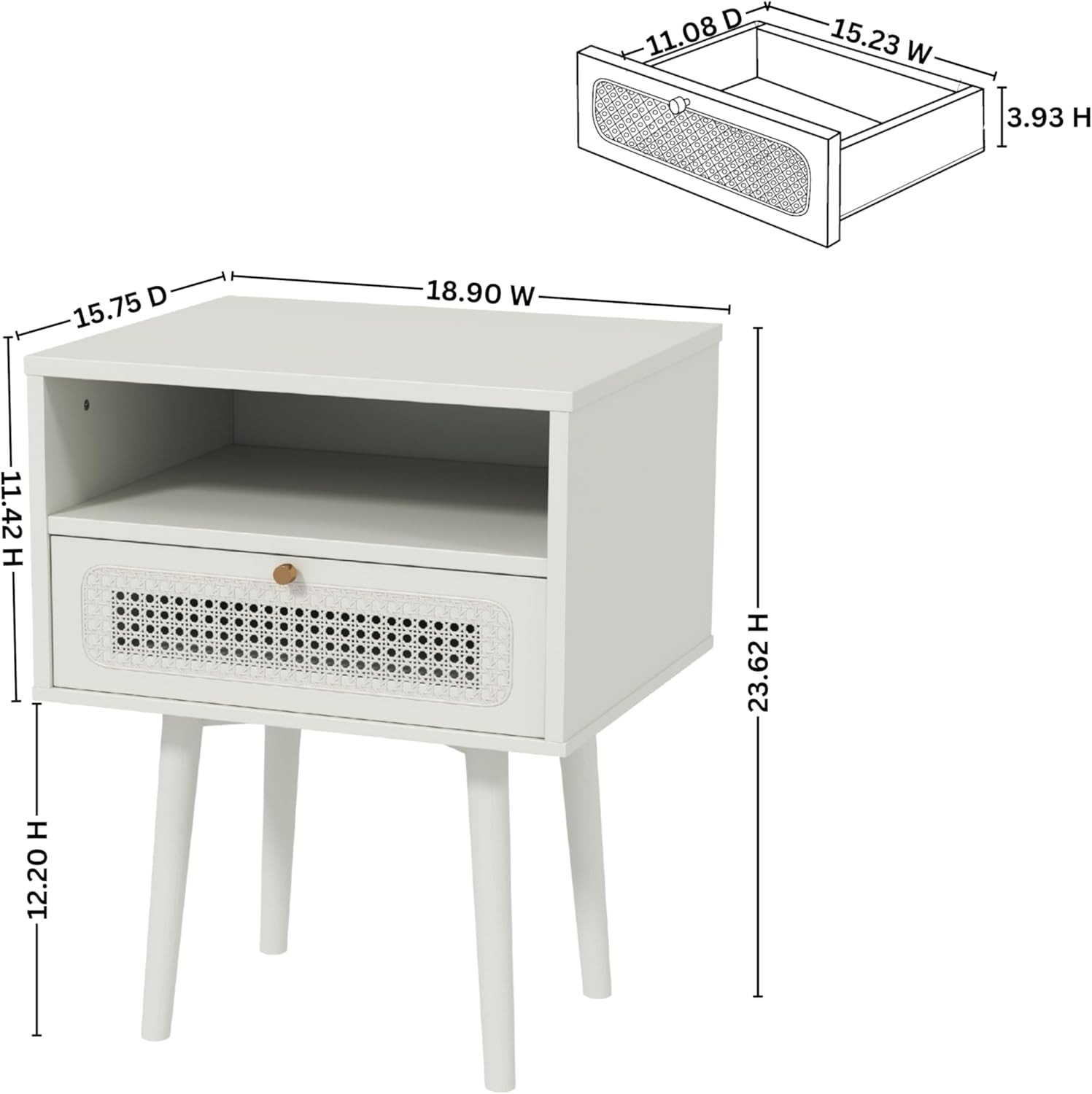 Chic Cream White Dual-Tier Nightstand & Side Table for Stylish Storage