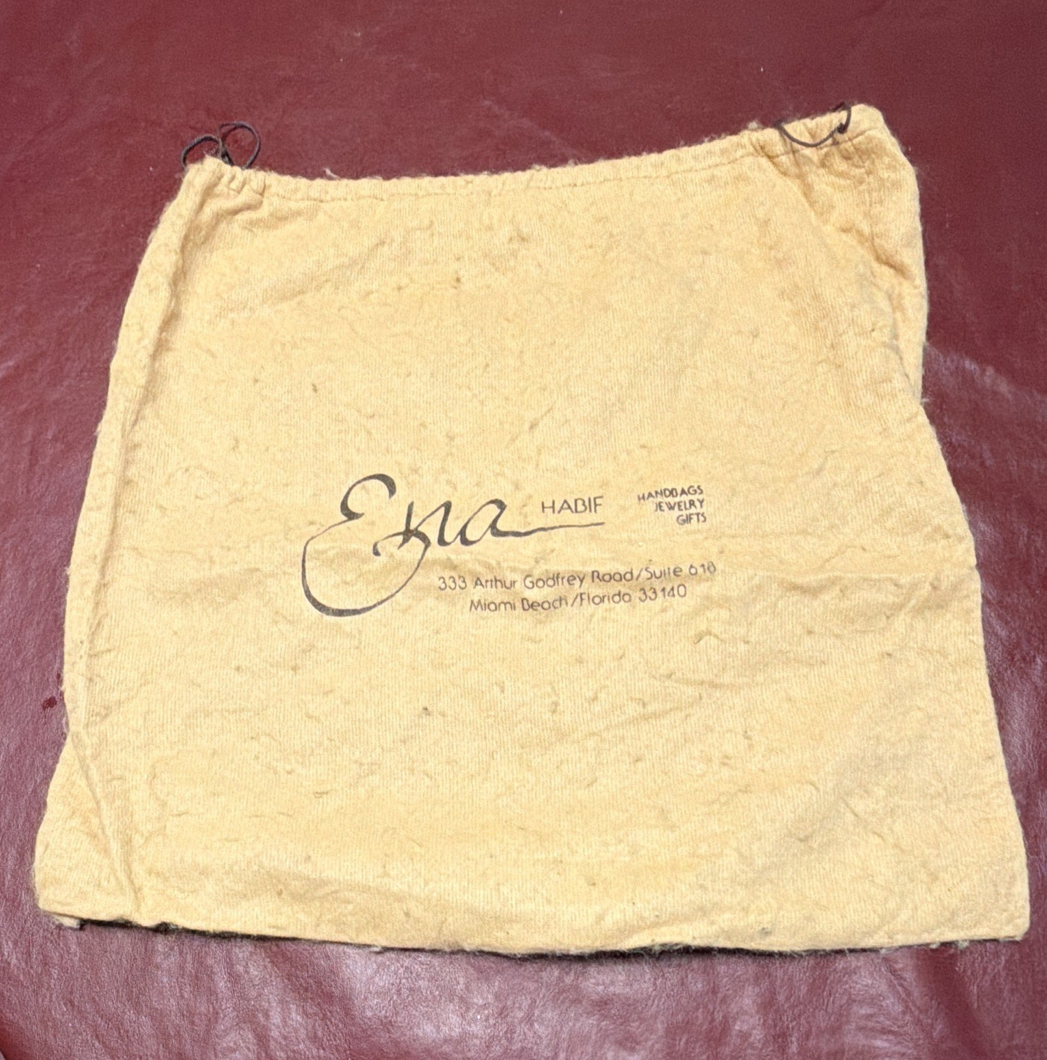 Ezra Habif Beige Women’s Drawstring Dustbag Pouch Solid Logo Accents 1 Piece