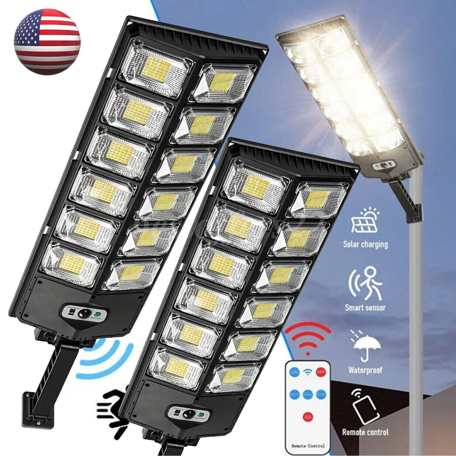 Commercial Outdoor Solar Street Light Motion Sensor Lamp Dusk To Dawn Road Lamp