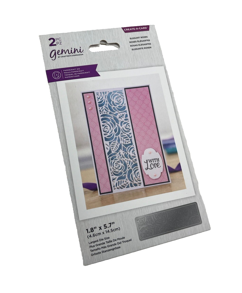 NEW Gemini Elegant Roses Create a Card Die Panel Set Crafters Companion 2 PC