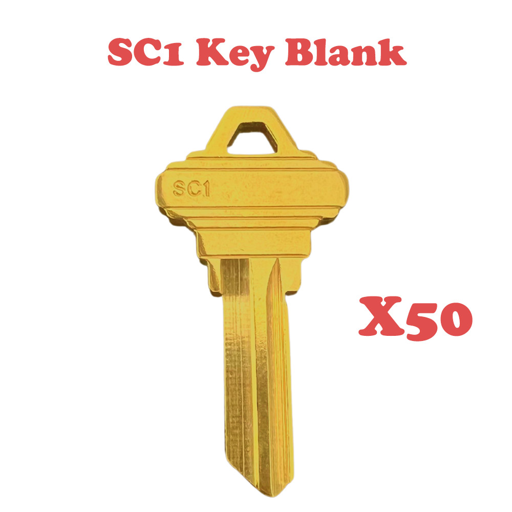 50 Packs SC1 Uncut Key Blanks / 5PIN Brass Finish Key Blanks / High Quanlity