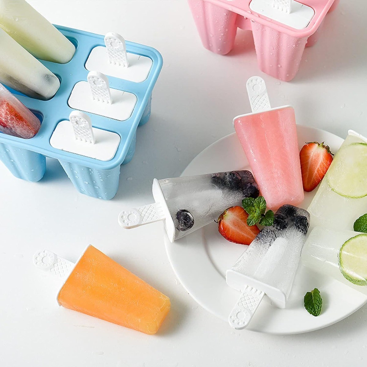4 Cavities Popsicles Molds Home Kitchen Durable Multipurpose