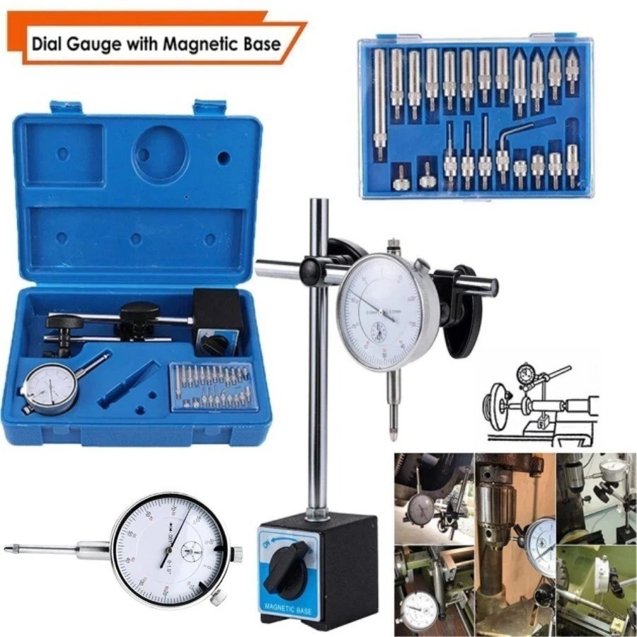 Dial Indicator with Magnetic Base 0.001"Precision Gauge Test Indicator Point Set