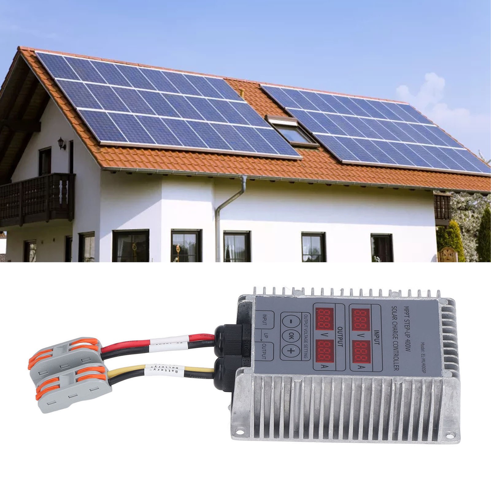 Solar Battery Charge Controller Boost MPPT Voltage Adjustable Waterproof With