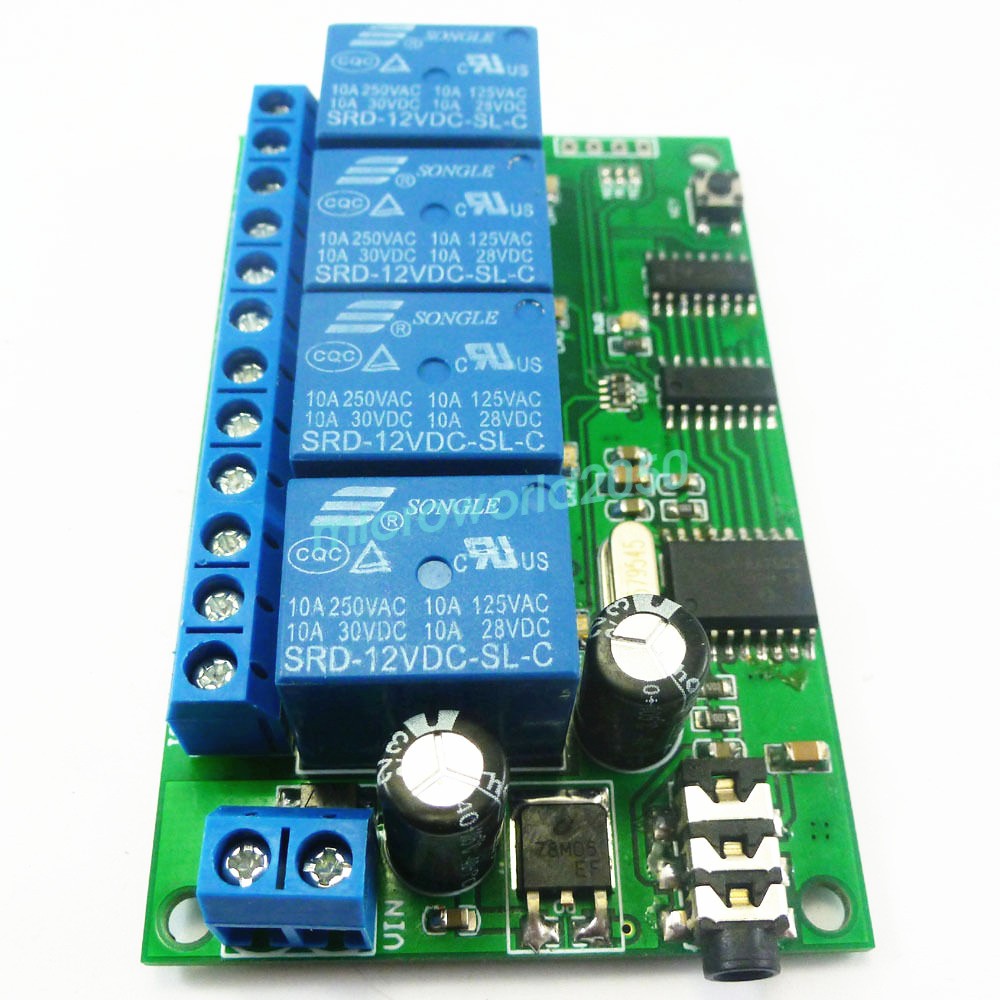 AD22B04 12V 4CH MT8870 DTMF Tone Signal Decoder Relay Phone Remote Control PLC