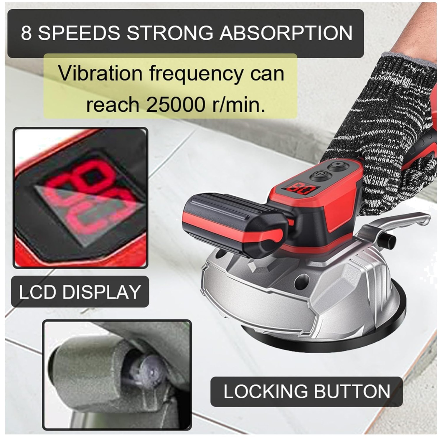 Tile Vibration Tool for Mil-wauke 18V Battery, Han