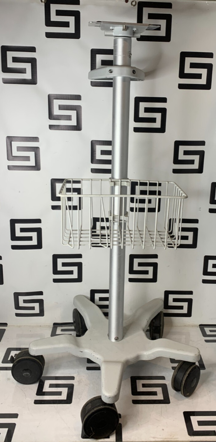 Polymount RS-0006-64 GCX Stand RS Rolling Patient Monitor Trolley Cart W/ Basket