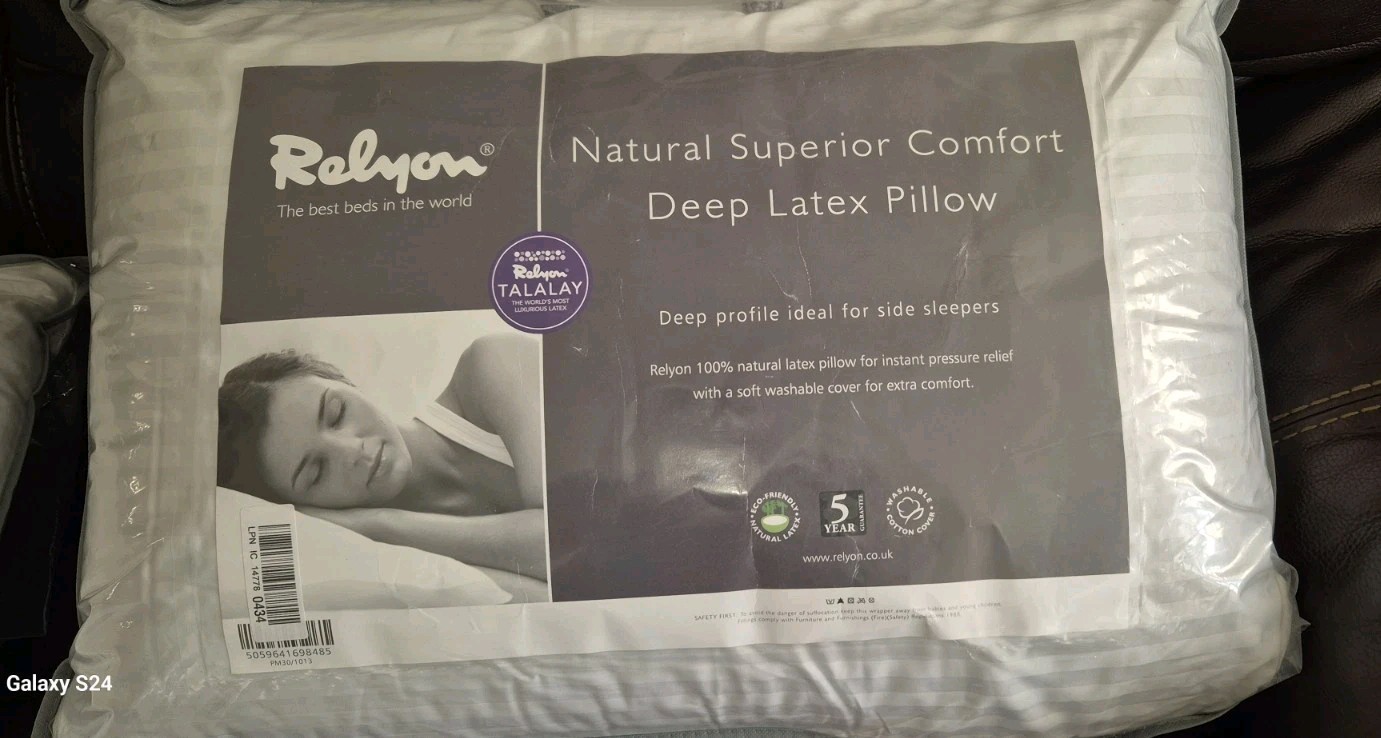 Relyon Superior Comfort 100% Natural Latex Pillow 100% Cotton