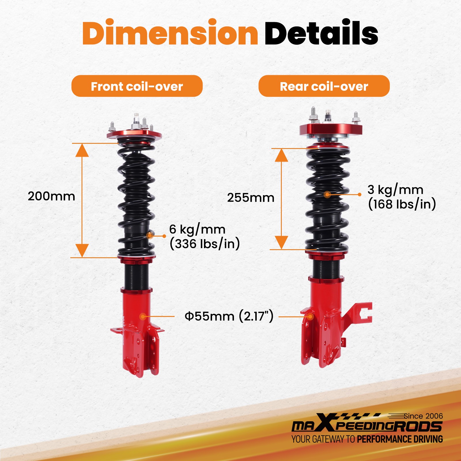 MaXpeedingrods Coilover Lowering Kit ADJUSTABLE Damping For SENTRA B13 91-94